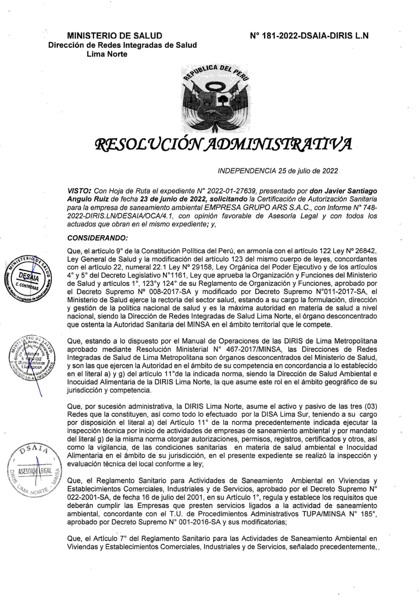 certificado de fumigacion